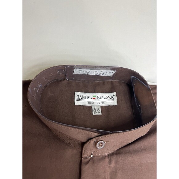 DANIEL ELLISSA MENS DRESS SHIRT BANDED COLLAR SEALED NWT 16.5 BROWN - Picture 8 of 9